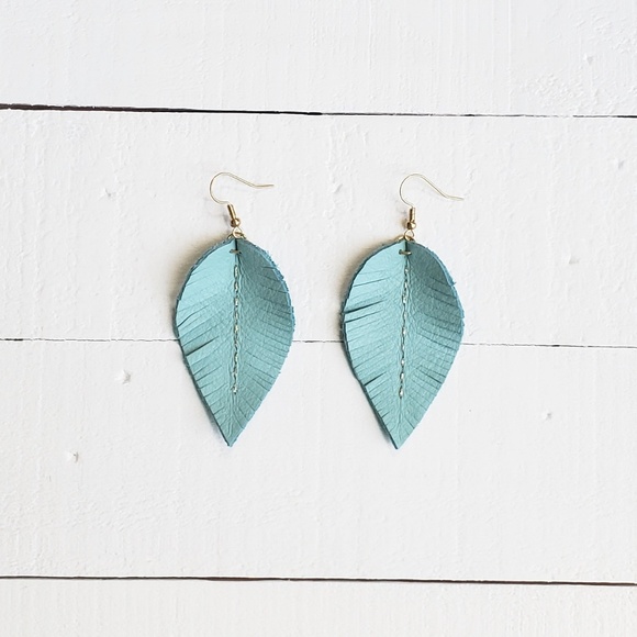 Jewelry - 2 Inch | Leather Feather Fringe Earrings